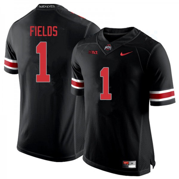 Mens Ohio State #1 Justin Fields Blackout Stitched Jerseys - Justin